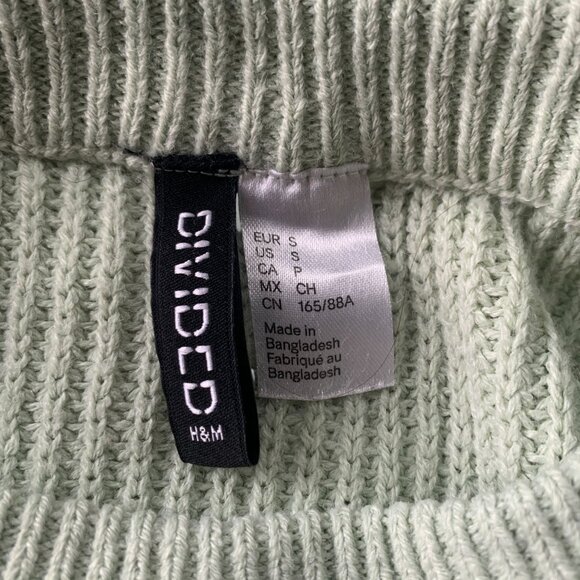 H&M Puff Sleeve Crop Ribbed Knit Sweater Pale Green Size Small Excellent Cond. - Picture 4 of 4